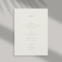 Menu Faux Embossed Beaded Frame Ecru Elegant Weding