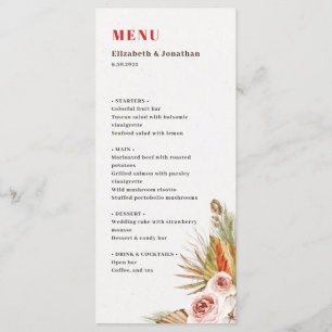 Menu Feijão romântico de flores secas do deserto
