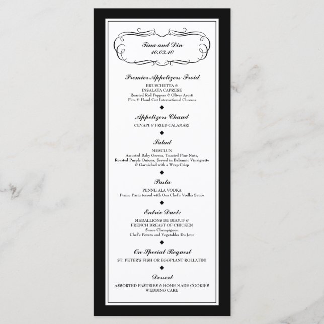 Menu feito sob encomenda (Frente)