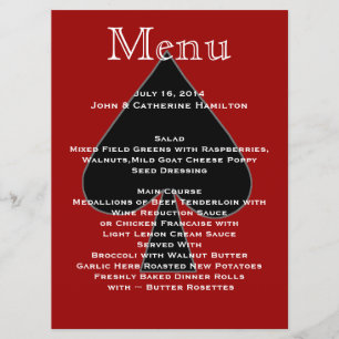 Menu feito sob encomenda do casamento das pás