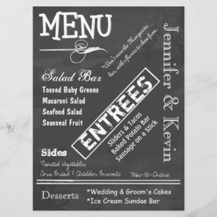 Menu feito sob encomenda do casamento do olhar do