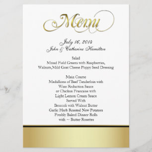 Menu feito sob encomenda preto, branco, e Dourado