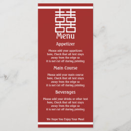 Menu Felicidade Dupla - Casamento Chinês