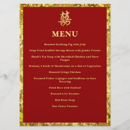 Menu Felicidade dupla do casamento chinês coração verme