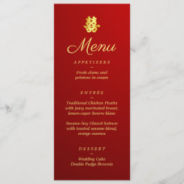 Menu Felicidade dupla do casamento chinês vermelho grad