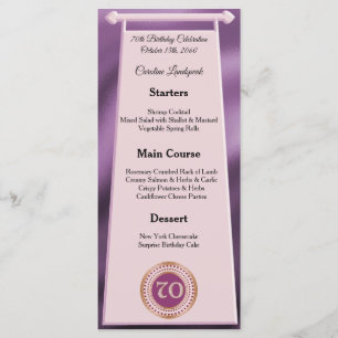 Menu Feliz 70 Birthday Rosa do Dourado Folha