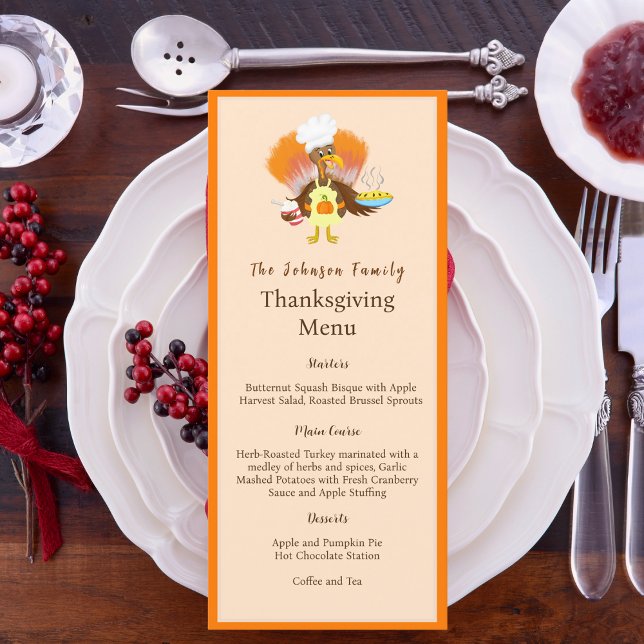 Menu Feliz Ação de Graças Peru Servindo Torta e Sorvete (Tom Turkey: Your Thanksgiving Dessert Maestro, Savor the Sweet Moments!)