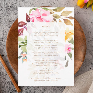 Menu Feliz Casamento de Florais de Aquarela