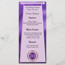 Menu Feliz de Folha de 70 Aniversário Roxo