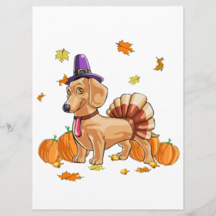 Menu Feliz Dia de Ação de Graças Dachshund Turquia F