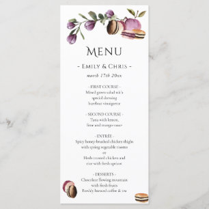 Menu Feliz Macaron Violet Floral Modern