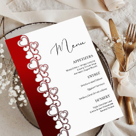 Menu Feriado do Dia de os namorados Romântico dos Coraç