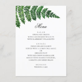 Menu Fern de aquarela. Casamento de Woodland. Botânica