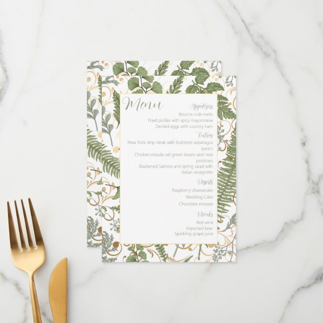 Menu Fern Floral Pattern (Frente/Verso In Situ)