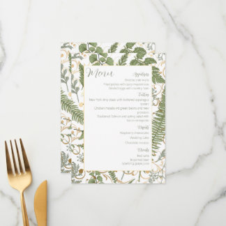 Menu Fern Floral Pattern