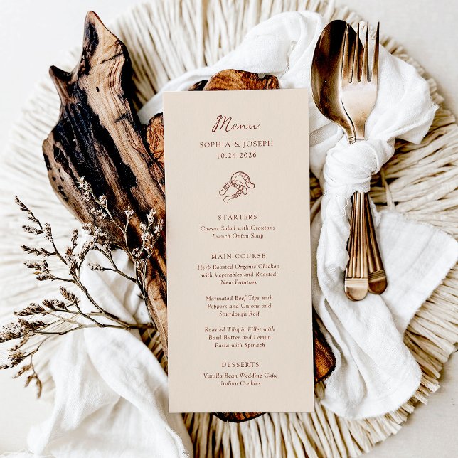 Menu Ferradura minimalista | Neutral Brown Wedding (Criador carregado)