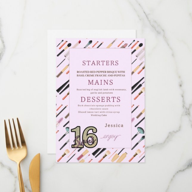 Menu Ferramentas de Maquiagem de Beleza Elegante (Frente/Verso In Situ)