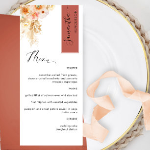 Menu Ferrugem e Rubor de Pêssego Personalizado com o No