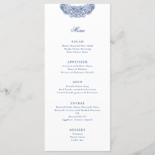 Menu Festa Barroca Azul Antiquado Francês