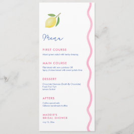 Menu Festa-Chá de fraldas de Limão-da-linha ondulada e