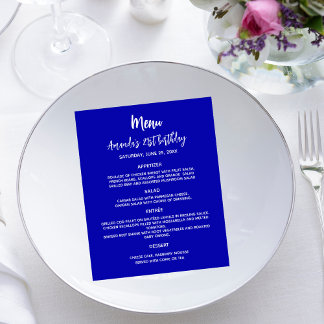 menu festa de aniversário janto azul real branco