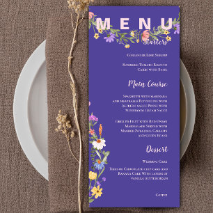 Menu Festa de casamento Amarelo Roxo-Bonito de Flores S