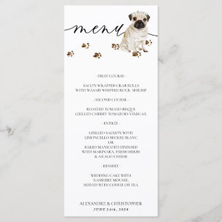 Menu Festa de casamento cachorrinho Pug