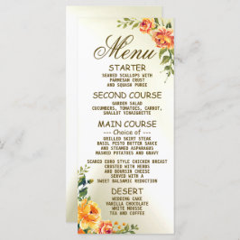 Menu Festa de casamento Laranja Amarelo Vermelho Verde