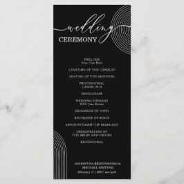 Menu Festa de Cerimônia de Casamento Geométrica Preta e