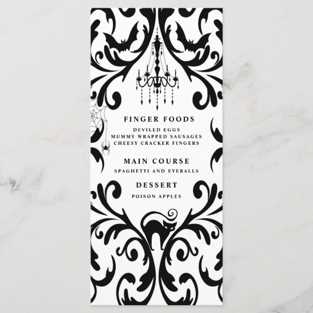 Menu Festa de Janto Damask Glam Halloween (Frente)