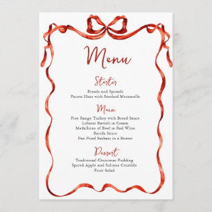 Menu Festa de Natal Caprichosa Laço Vermelho Funky
