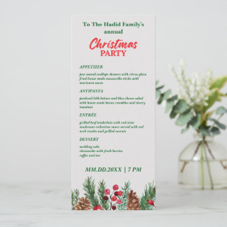 Menu Festa de Natal da Família em Foto Vintage Verde e