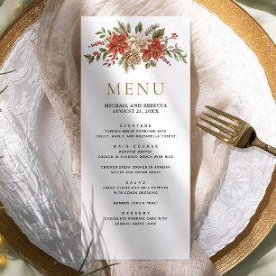 Menu Festa de Natal Floral Casamento Ouro Vermelho