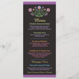 Menu Festa Mexicana de Recepção de Casamento Roxo