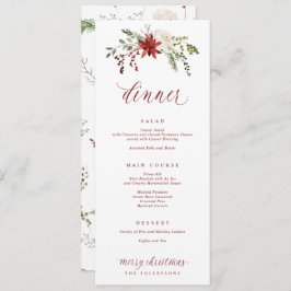 Menu Festive Elegant Watercolor Christmas Dinner