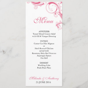 Menu filigrana do rosa do redemoinho