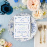 Menu Fita Desenhada à Mão e Casamento Azul Francês Arco<br><div class="desc">Friso desenhado à mão e Arco Menu Casamento Azul Francês com letra de estilo manuscrita.</div>
