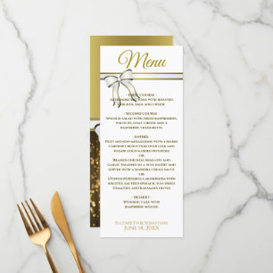 Menu Fitas Douradas Elegantes e Casamento Festivo