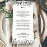 Menu Flat de Casamento Verde Branco e Negro<br><div class="desc">Este design de Menu Plana de Casamento Verde Branco e Negro oferece uma combinação clássica de tipografia simples e minimalista com uma história neutra de cor branca e negra e um verde-arte de linha chic. Os embelezamentos da silhueta das folhas magnéticas estão arranjados de forma artística para criar uma bela...</div>