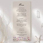 Menu Flat Modern Wildflower Beige Wedding<br><div class="desc">Este moderno design de cardápio plano de natação de beige de flor silvestre apresenta um fundo bege quente adornado com flores silvestres roxas e cor d'água vibrantes, evocando uma sensação de romance eterno. O casamento do boneco rústico e elegante faz com que este design seja perfeito para casais que buscam...</div>