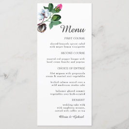 Menu Flor branca de algodão. Belo Casamento Botânico