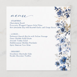 Menu Flor Chá de panela Azul Floral