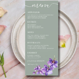 Menu Flor de orquídea em saga verde-casamento