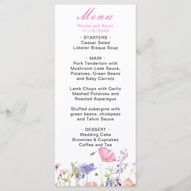 Menu Flor de Primavera Floral  (Frente)