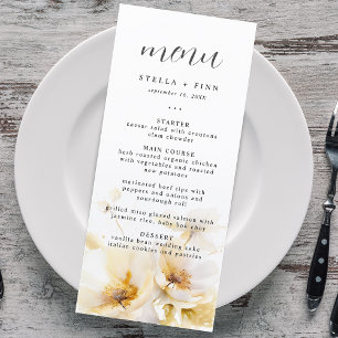 Menu Flor Elegante Casamento Ouro Branco