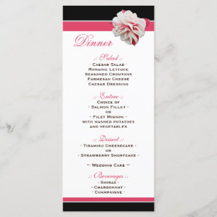 Menu Flor Flower Pink & Black Recepção de casament