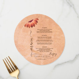 Menu Flor Gerbera no casamento de pêssego Abstrato