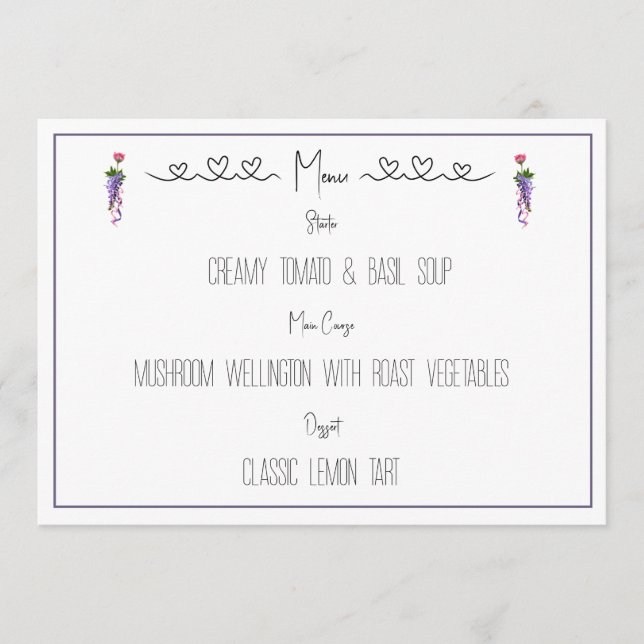 Menu Flor rosa e púrpura (Frente)