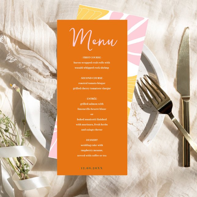 Menu Floral abstrato amarelo & laranja rosa mistura e c (Abstract floral yellow & orange pink mix and match menu)