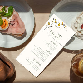 Menu Floral Amarelo Vintage Elegante Verde Rústico